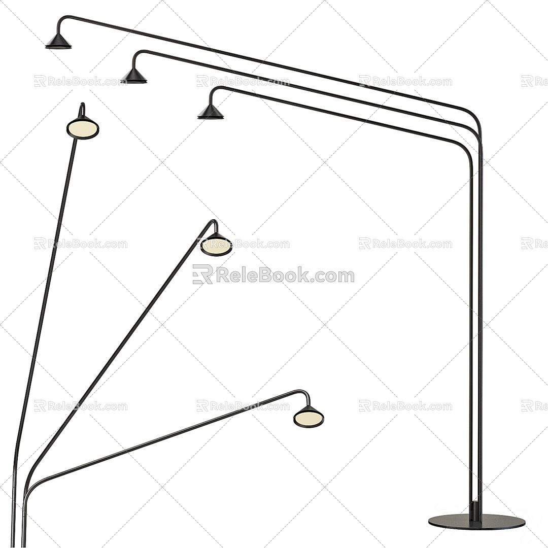 Minimalist metal three-headed floor lamp model