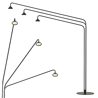 Minimalist metal three-headed floor lamp 3d model