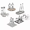 Clear Glass Drinking Cups Set With Tray And Bottles For Home Bar Use