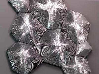Modern Silver Gray Geometric Wall Decor With Polygonal Pieces And Radiating Textures 3d model