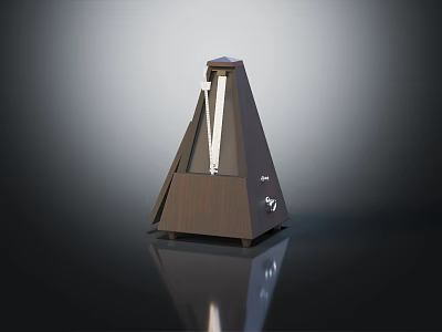 Classic Wooden Metronome With Brown Finish And Pyramidal Shape For Musical Practice 3d model
