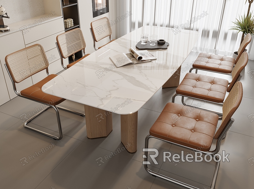 Modern Dining Table and Chair Combination Decorations model