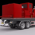 White and Red MAN Utility Truck With Cab And Cargo Bed For Equipment Transport