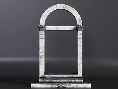 Classic Stone Arch Architectural Component With Columns And Textured Vintage Base 3d model
