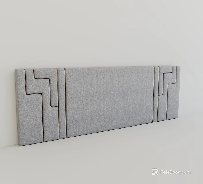 Gray Upholstered Panel With Modern Geometric Pattern Fabric Covering For Bedroom Wall Decor 3d model