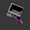 Cartoon Character With Pink Hat Holding Electronic Device Next To Polaroid Camera