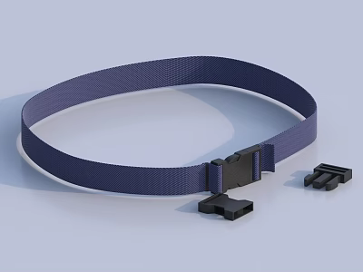 Blue Nylon Webbing Strap With Black Buckle And Small Plastic Accessories 3d model