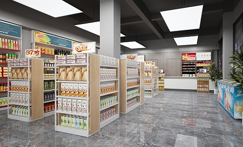 Modern Supermarket Convenience Store 3d model