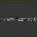 Urban City Building Model with Various Architectural Styles and Green Spaces Layout