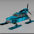 Blue Vintage Amphibious Car Style Water Vehicle With Propeller And Floats