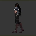 Confident Female Warrior Character In Leather Armor With Metal Accents And Long Hair