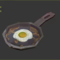 Purple Frying Pan With Fried Egg And Sturdy Handle For Home Kitchen Cooking