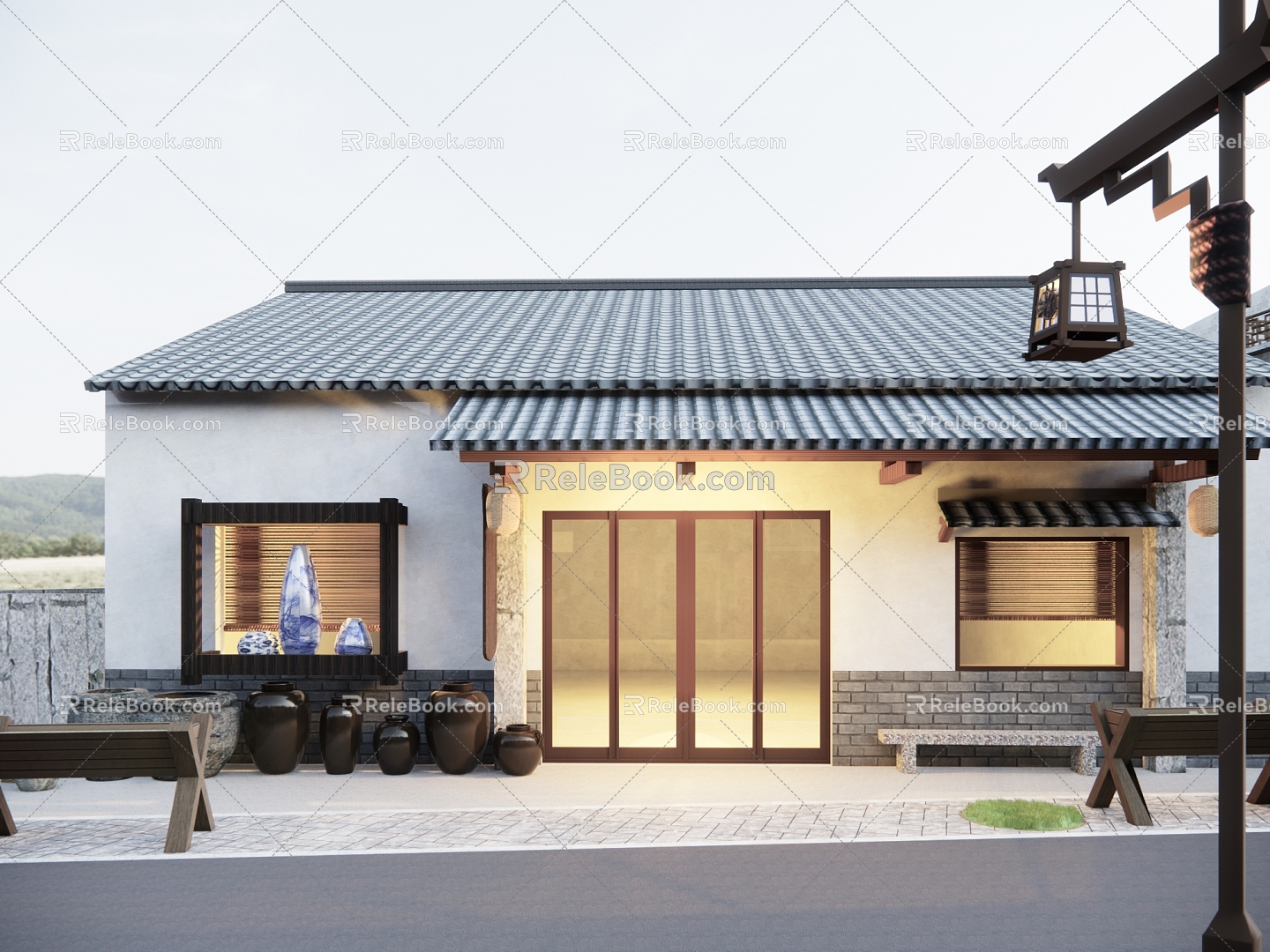 New Chinese Style Single Family Villa Rural Self-built House Rural Private House Villa Rural Self-built House Resort Hotel Mountain Villa Simple Villa 3d model