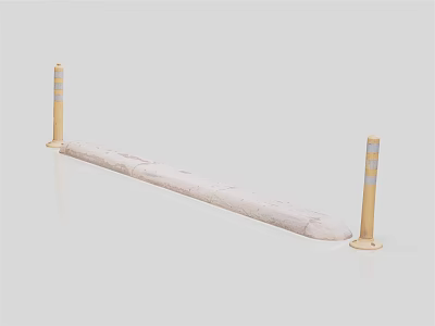 Traffic Safety Barrier With Yellow Reflective Posts And White Rubber Body 3d model
