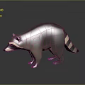 Low Poly Raccoon 3D Model in Standing Pose on Gray Background with Reflective Surface 3d model
