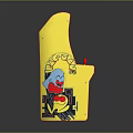 PAC-MAN Themed Retro Arcade Gaming Machine With Yellow Cabinet Screen Display And Cartoon Graphics