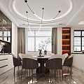 Modern Living Dining Room Interior Design With Sofa Coffee Table And Floor to Ceiling Windows
