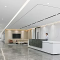 Modern Stylish Office Reception Area With Marble Decor And Cozy Well Designed Waiting Lounge