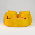 Cozy Yellow Velvet Single Sofa with Round Design and Soft Pillows