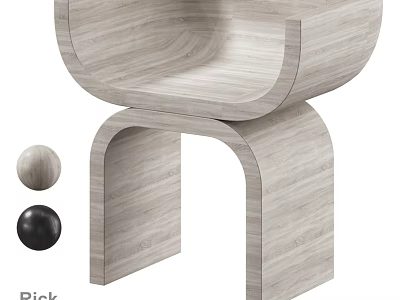 Modern Wooden Single Chair With Curved Structure And Color Options 3d model