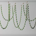 Modern Minimalist Chandelier Featuring Green Long Beads And Golden Metal Hanging Chains
