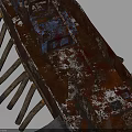 Rusted Old Vintage Water Boat Rested on Wooden Stands for