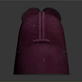 Purple Hat Shaped Sculpture With Symmetric Ear Like Structures And Spiral Decoration