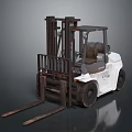 Industrial Forklift Vehicle With Front Forks Cabin White Body And Large Wheels