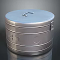 Stainless Steel Cylindrical Food Container with Lid Handle and Closure Latch for Portable Lunch Storage
