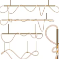 Modern Artistic Chandelier Design With White Spiral Light Strips And Golden Brackets