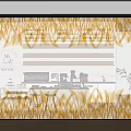 Modern Coffee Shop Glass Partition With Wheat Pattern And Interior Design 3d model