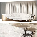 Modern Store Reception Desk With White Stone Design And Textured Vertical Wall 3d model