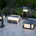 Modern Outdoor Lights with Contemporary Design for Garden Patio Greenery and Stone Floor