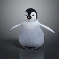 Cute Fluffy Baby Penguin In Black And White Standing On Gray Background