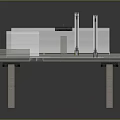 Airport Baggage Conveyor System Components With Metal Frames And White Platforms 3d model