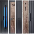 Sleek Black Security Door With Blue Light Strip Secure Lock And Modern Design 3d model