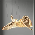 Unique Leaf Shaped Modern Chandelier With Warm Yellow Lighting Linear Structure For Artistic Interior Decor 3d model
