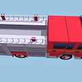 Red Fire Rescue Truck With Blue Emergency Lights Ladder And Lettering