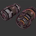 Mechanical Cylindrical Components With Metal Rings Bolted Connections And Orange Accents