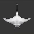 Elegant White Manta Ray Gliding Smoothly On Dark Background With Reflection