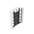 Black Swing Door With Patterned Glass Panels And White Frame Design 3d model