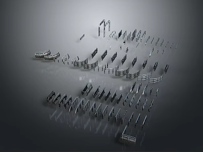 Various Modern Fence Designs Featuring Different Styles Metal Structures And Decorative Details 3d model