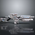 Futuristic Sci Fi Weapon With Metallic Structure Blue Glowing Elements And Optical Scope 3d model