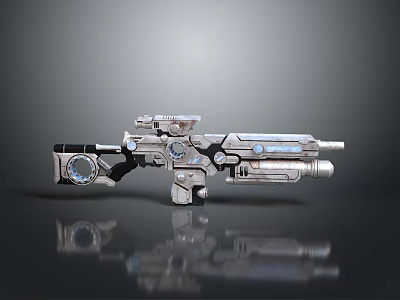 Futuristic Sci Fi Weapon With Metallic Structure Blue Glowing Elements And Optical Scope 3d model