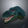 Realistic Dinosaur Head Model With Green Scaly Skin And Sharp Teeth 3d model