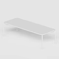 Minimalist White Rectangular Dining Table With Sleek Surface And White Legs