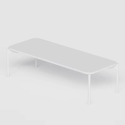 Minimalist White Rectangular Dining Table With Sleek Surface And White Legs 3d model