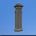 White Stone Classical Column With Detailed Top Ornamentation And Blue Sky Background