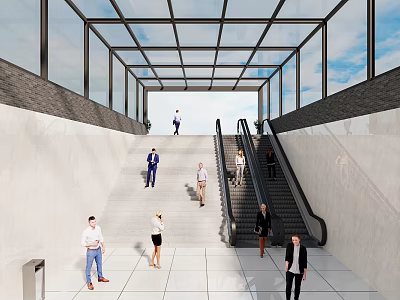 Modern subway station entrance subway station entrance shopping mall underground street entrance 3d model
