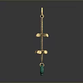 Gold Chain Earrings With Green Pendant Modern Fashionable Design Accessories